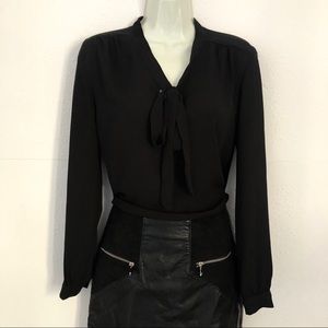 Self-Tie Chiffon Blouse